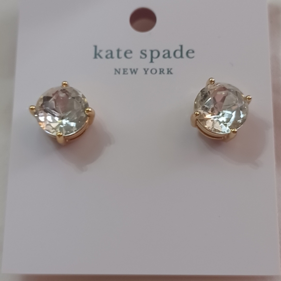 New Kate Spade Gumdrop Sparkly Stud Earrings Golden Clear - Picture 9 of 10